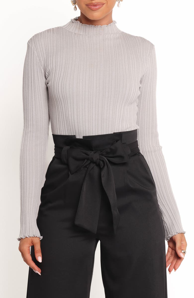 Petal & Pup Ridley Mock Neck Rib Top, Main, color, Grey