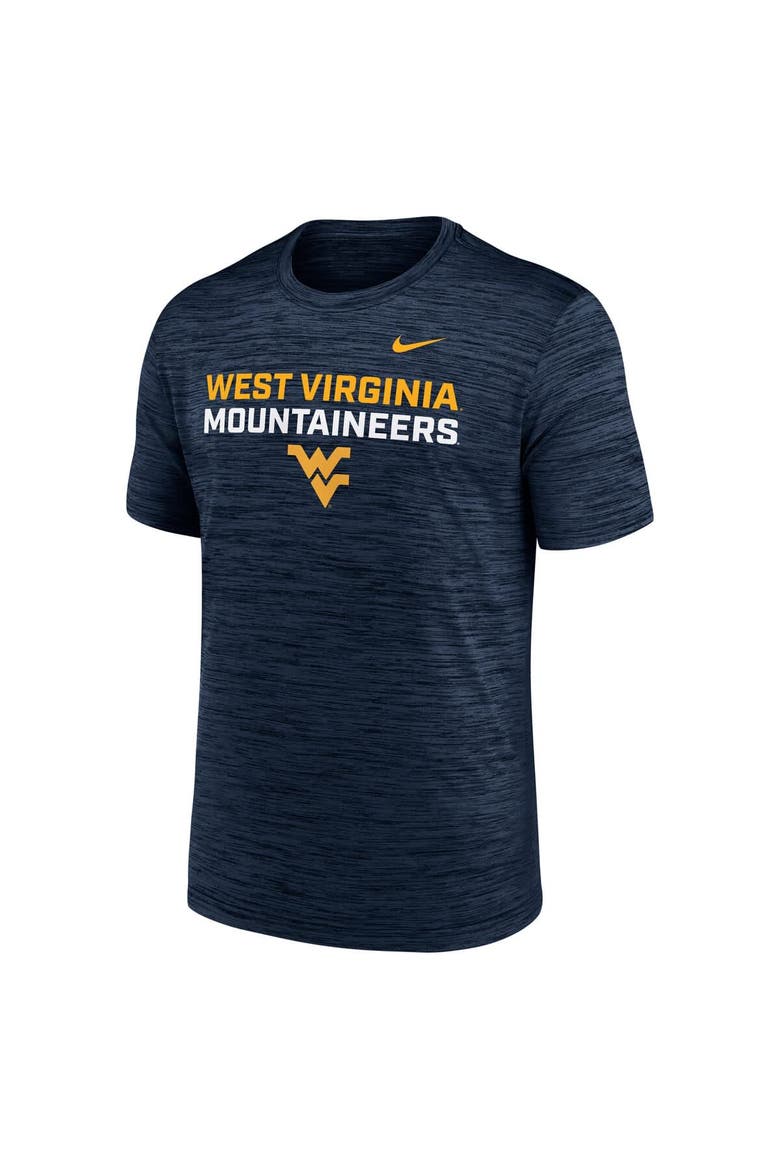 Men's Nike Navy West Virginia Mountaineers Campus Center Stack Velocity Performance T-Shirt, Alternate, color, Navy