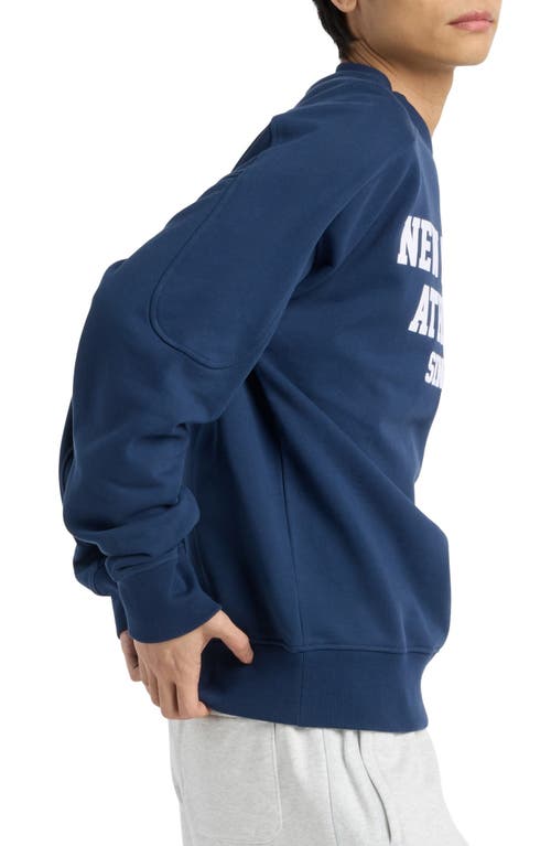 New Balance Varsity French Terry Crewneck Sweatshirt In Blue