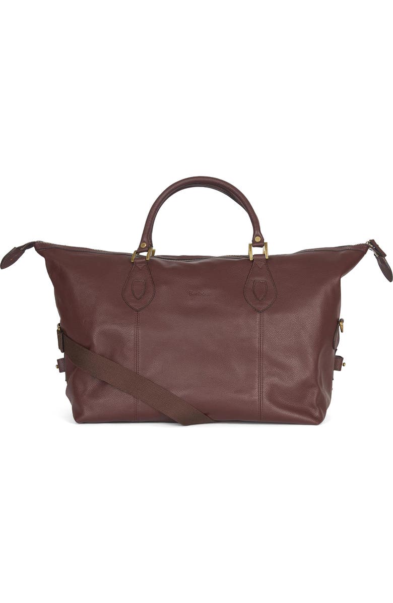 Barbour Medium Travel Explorer Leather Bag, Main, color,