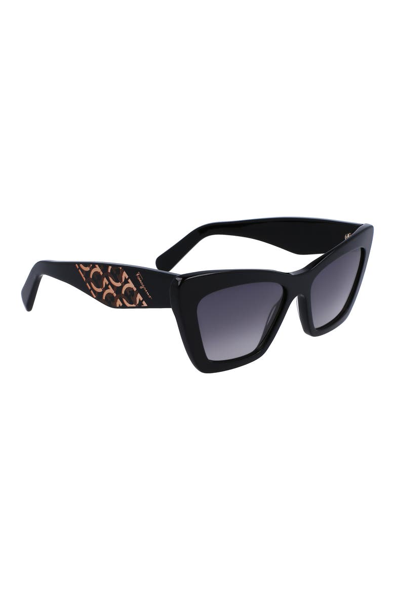 Gancini 55mm Gradient Rectangle Sunglasses, Alternate, color, BLACK