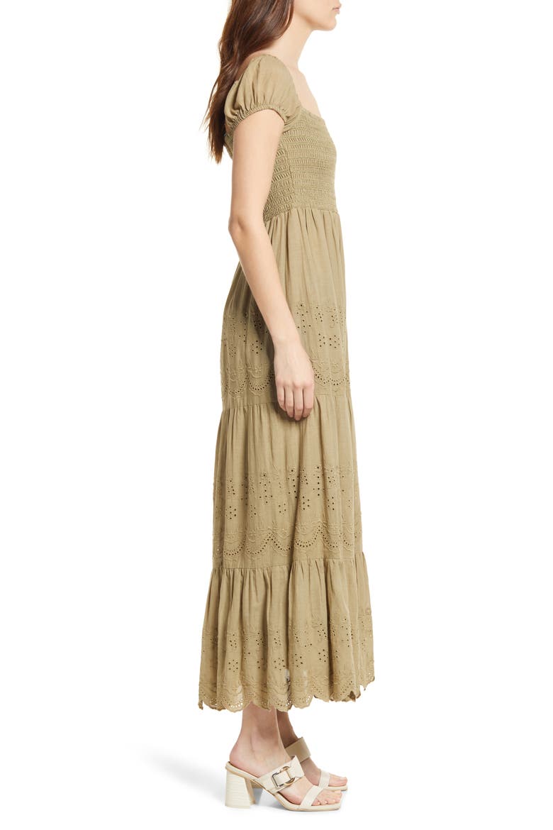 Olivia Tiered Cotton Maxi Dress, Alternate, color, LIGHT GREEN