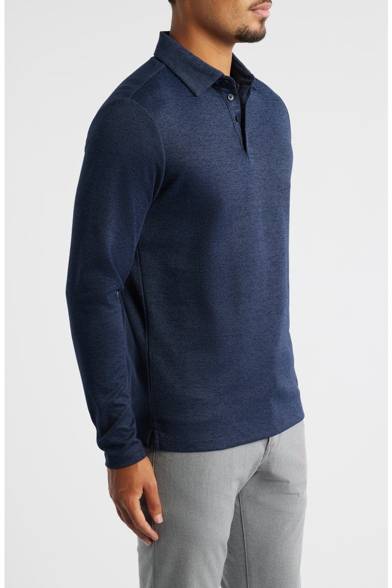 Glendale Long Sleeve Cotton Blend Polo, Alternate, color, NAVY