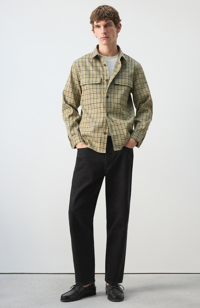 MANGO Plaid Print Shirt Jacket, Alternate, color, Olive Green