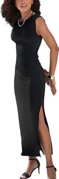womens maxi dress formal Wisteria Slinky Maxi Dress With Scarf