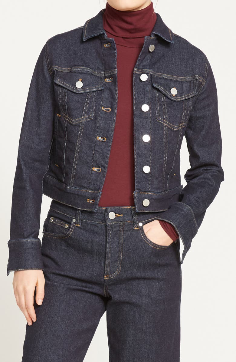 Universal Standard Kelsey Denim Jacket, Main, color, Vintage Indigo Selvedge