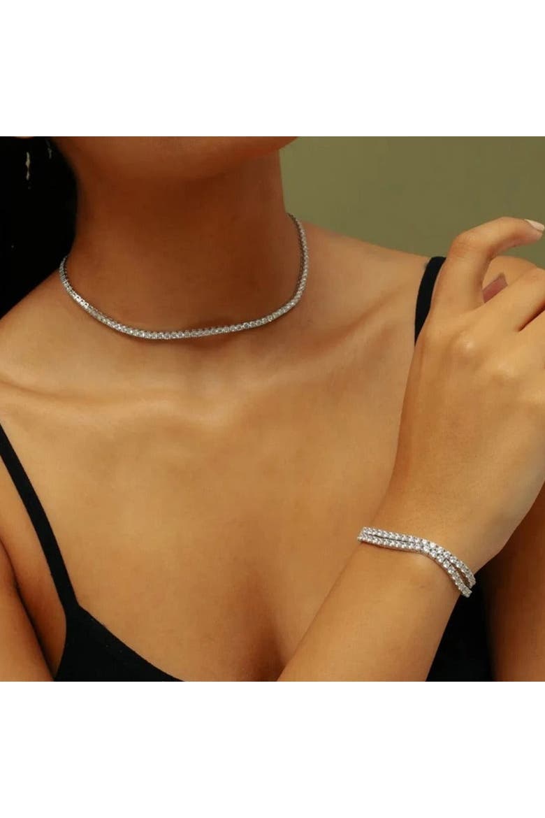 Petite Glamour 2 Carat Tennis Bracelet, Alternate, color, Platinum