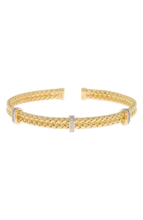 Pave Diamond Mesh Cuff Bangle Bracelet