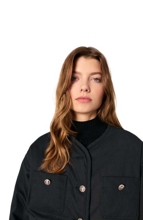 Maje Reversible Quilted Coat In Black