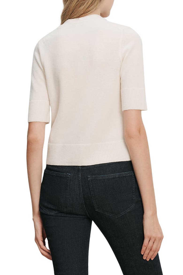 Solene Short Sleeve Cashmere Cardigan, Alternate, color, IVORY