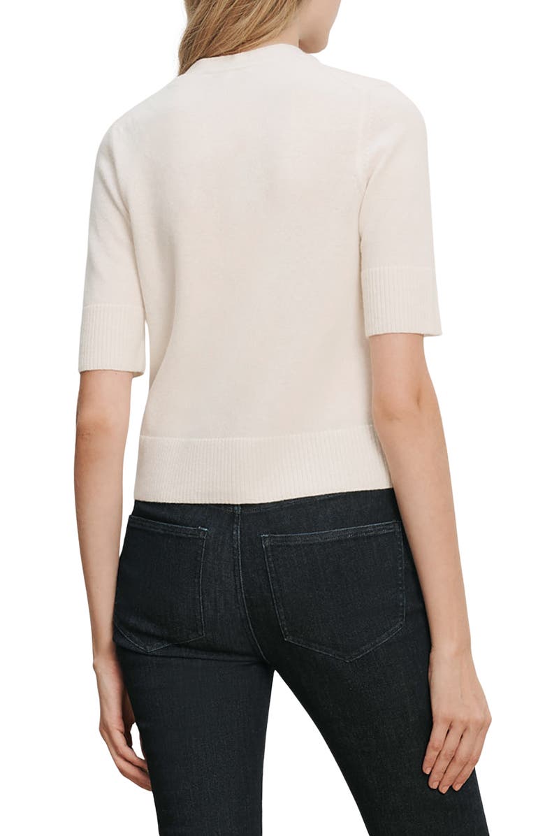 Veronica Beard Solene Short Sleeve Cashmere Cardigan, Alternate, color, Ivory