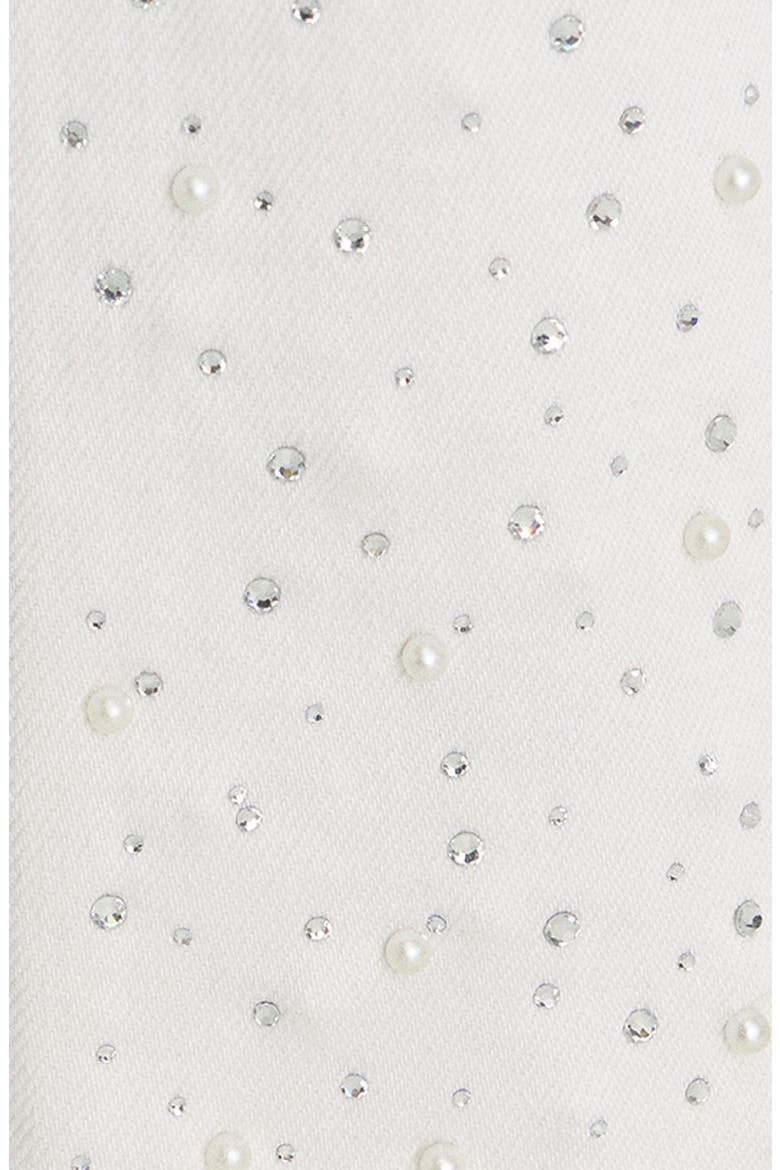 Good Icon Faux Pearl Embellished High Waist Straight Leg Crop Jeans, Alternate, color, WHITE001