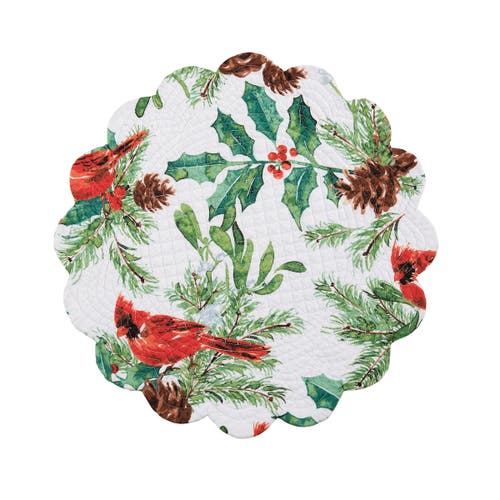 C & F Home C&f Home Delwyn Cardinal Round Placemats Set Of 6, 17" In Green