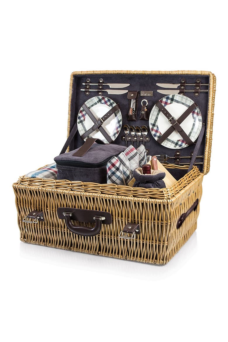'Carnaby Street' Wicker Picnic Basket, Main, color, BROWN