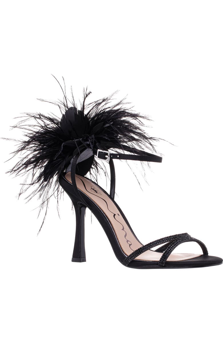 Nina Demi Faux Feather Ankle Strap Sandal, Main, color,