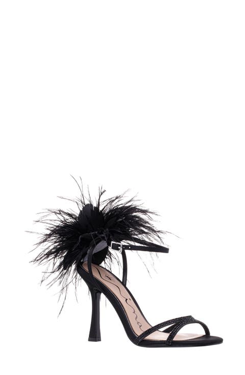 Demi Faux Feather Ankle Strap Sandal (Women)