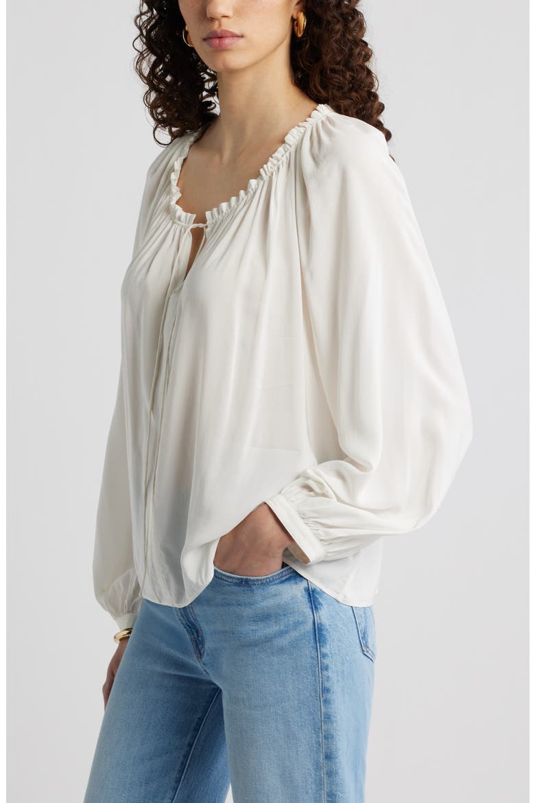 Gathered Tie Neck Top, Alternate, color, IVORY TOFU