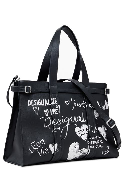 Desigual Faux Leather Tote In Black