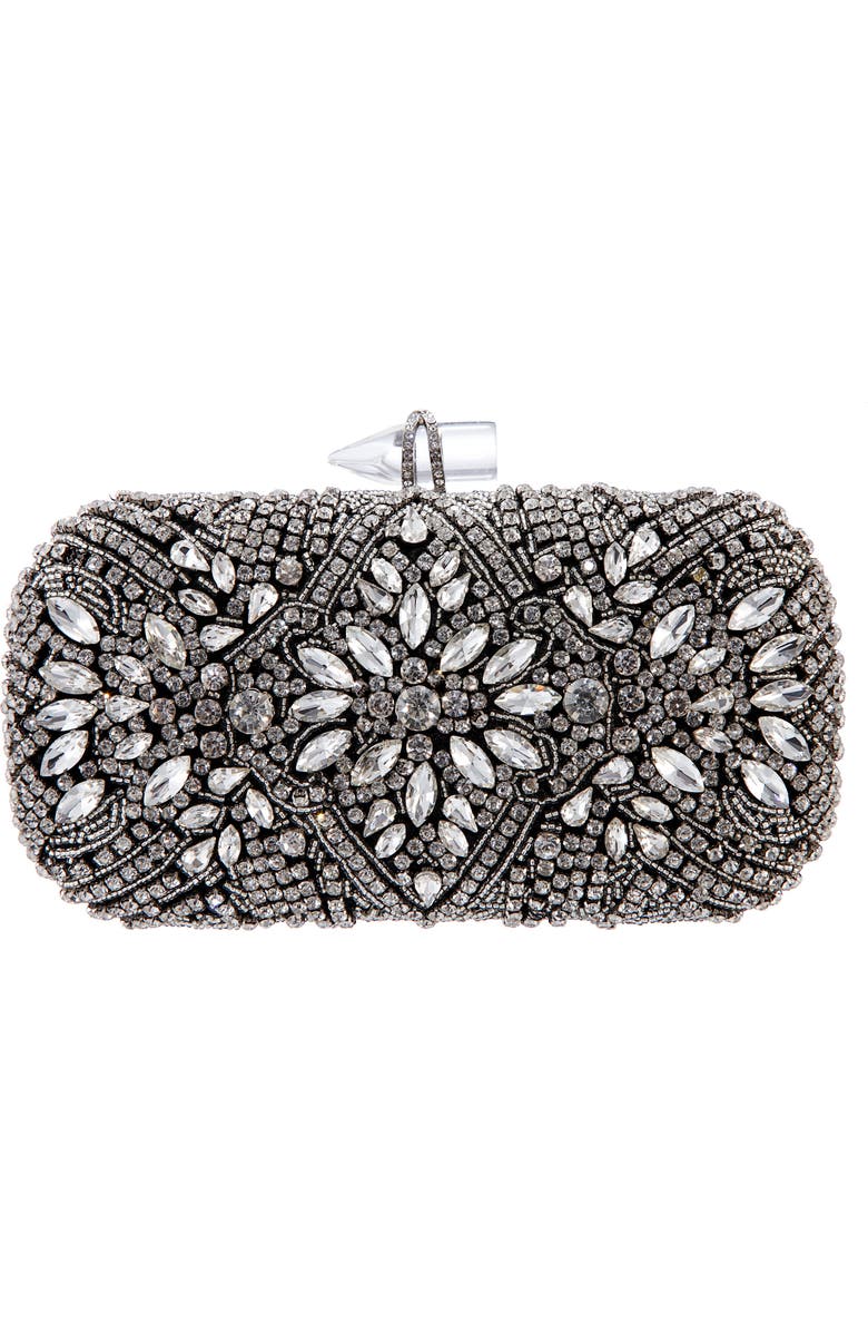 Nina Gelsey Crystal Embellished Minaudière, Main, color, Black-White