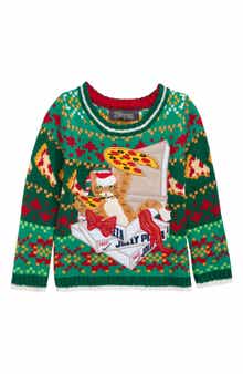 33 DEGREES Kids' Xmas Pizza Cat Holiday Sweater