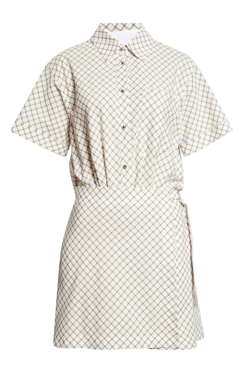 Derek Lam 10 Crosby Delaney Plaid Cotton Blend Mini Wrap Dress, Alternate, color, Army Green Plaid