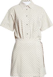 Derek Lam 10 Crosby Delaney Plaid Cotton Blend Mini Wrap Dress