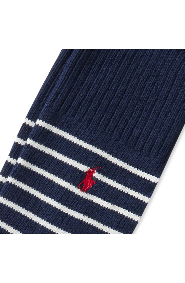 Polo Ralph Lauren Breton Stripe Crew Socks, Alternate, color, Navy
