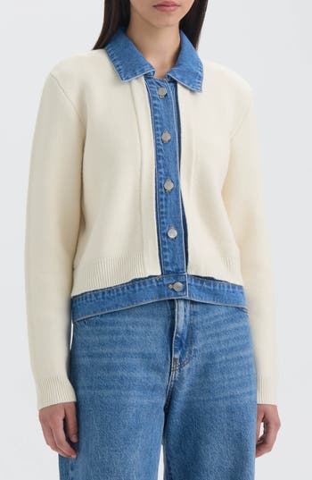 Nvlt Sweater Jean Jacket In Neutral
