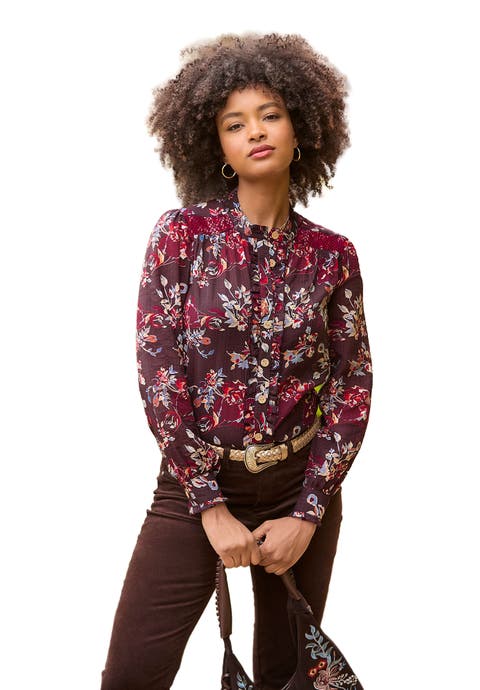 Sheer Button Front Blouse (Plus)