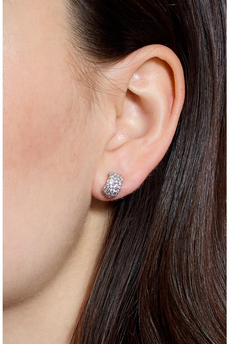 The Perfect Gift Crushed Pave Stud Earrings, Alternate, color, RHODIUM