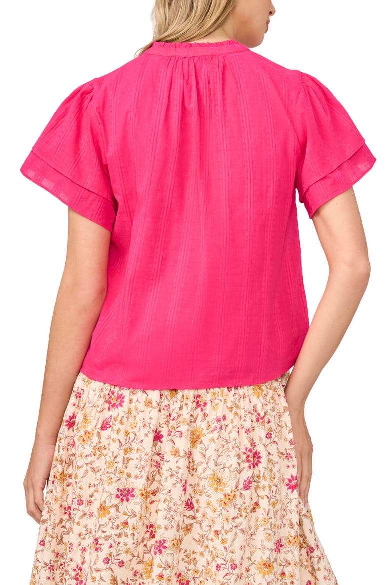 Ruffle Neck Flutter Sleeve Cotton Top, Alternate, color, PINK PEACOCK