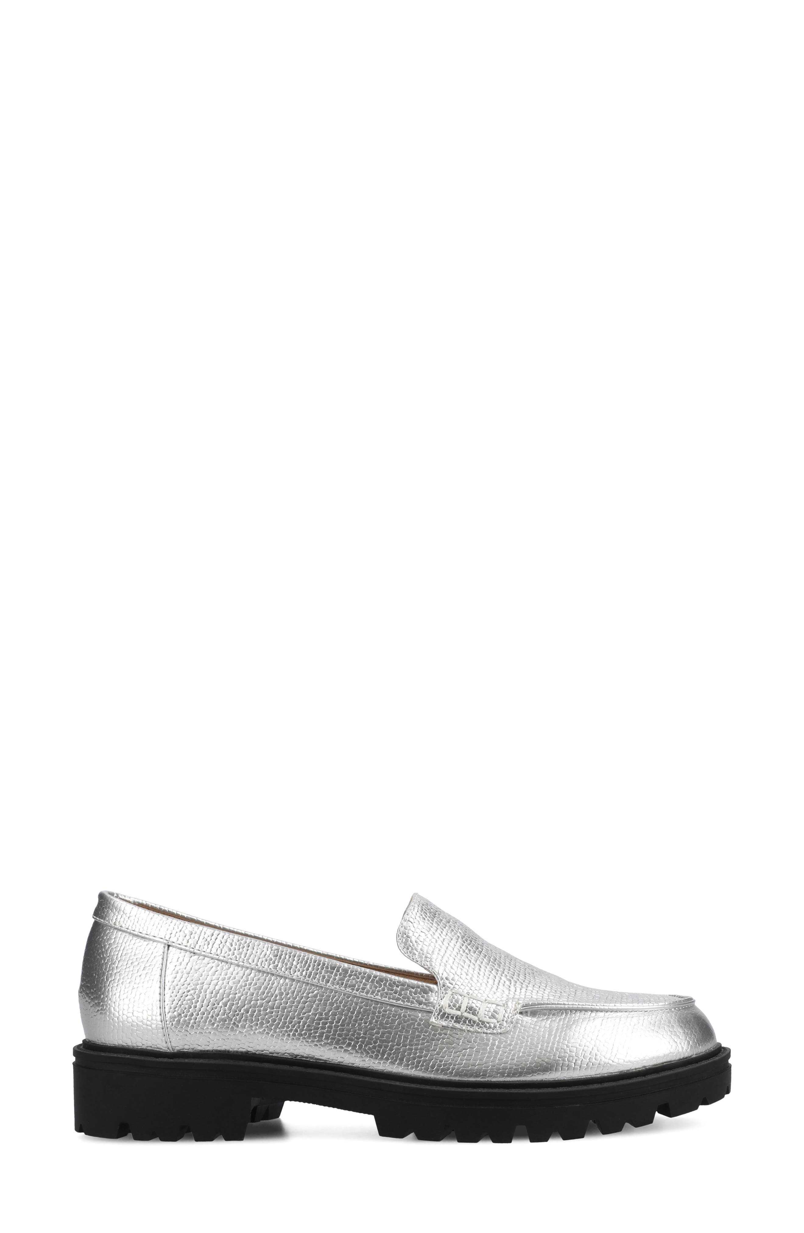 Ericka Lug Sole Platform Loafer - Wide Width, Alternate, color, SILVER