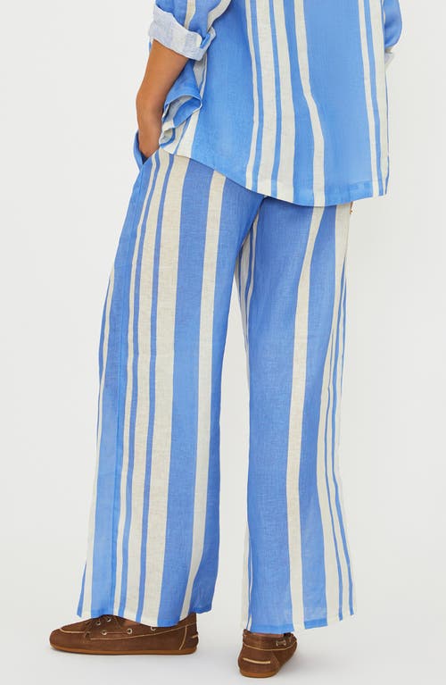 Beach Riot Audley Stripe Linen Cover-up Pants In Blue