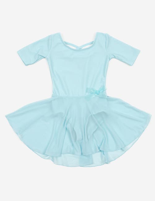Leveret Girls Short Sleeve Skirted Leotard In Blue