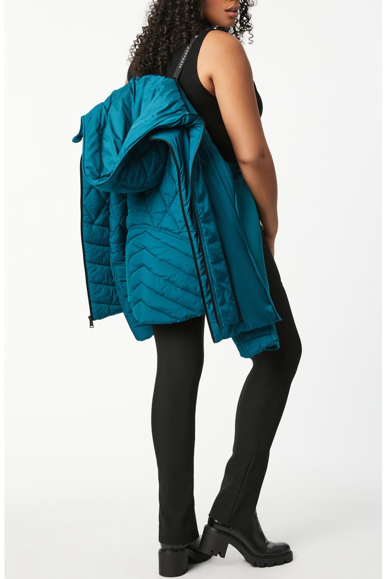 Quilted Neoprene Puffer Jacket with Removable Bib, Alternate, color, POSEIDON