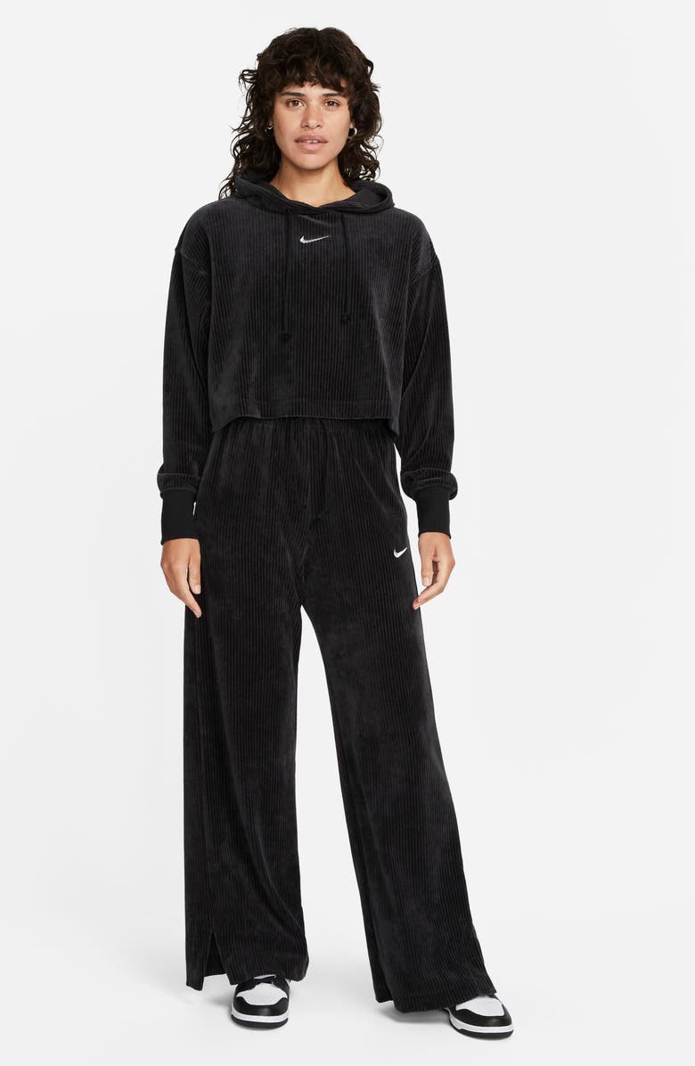 Nike Rib Velour Crop Hoodie, Alternate, color,