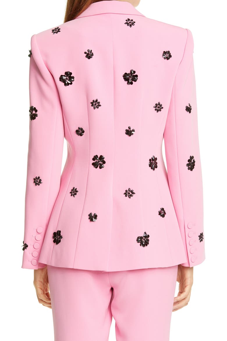 Cheyenne Crystal Flower Embellished Blazer, Alternate, color, WILD ORCHID/ BLACK