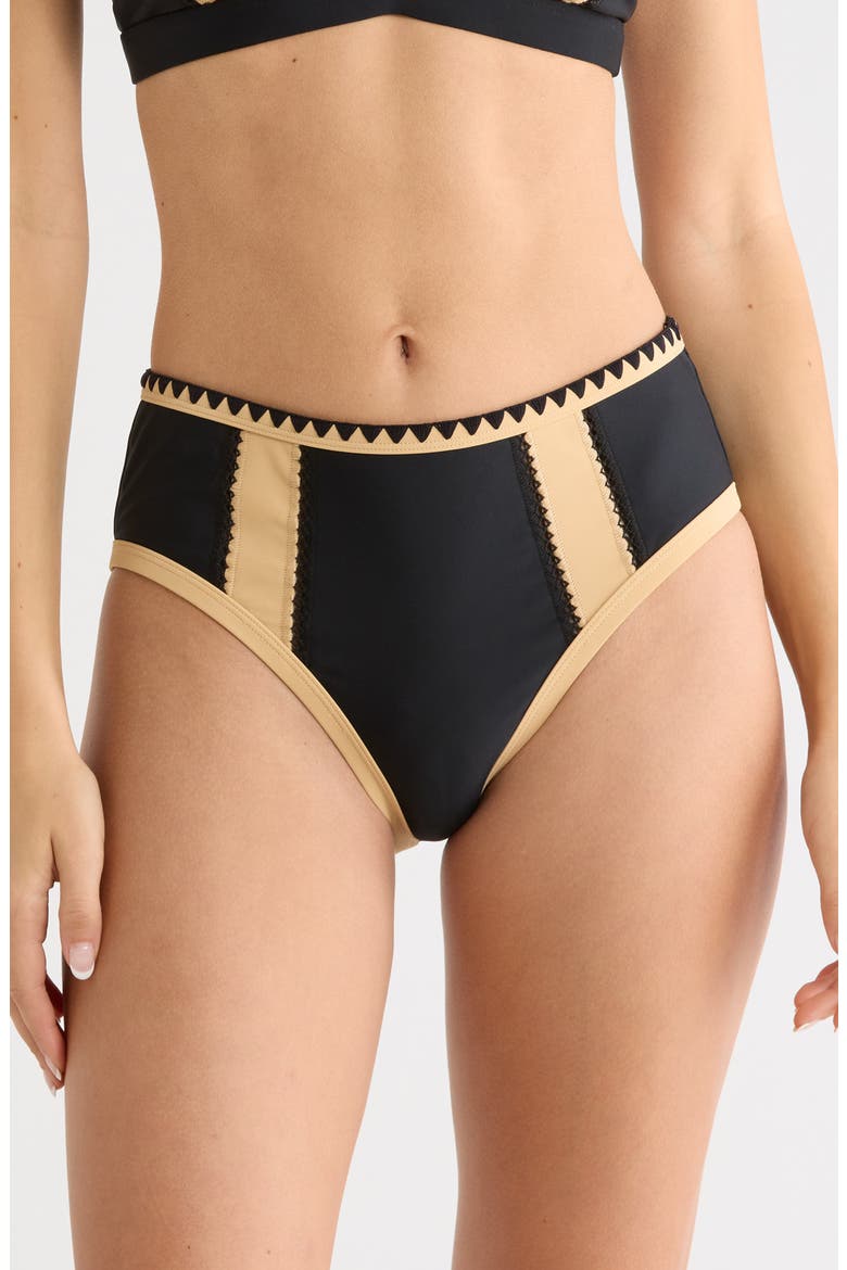 Mallory Embroidered Bikini Bottoms, Main, color, BLACK COLORBLOCK