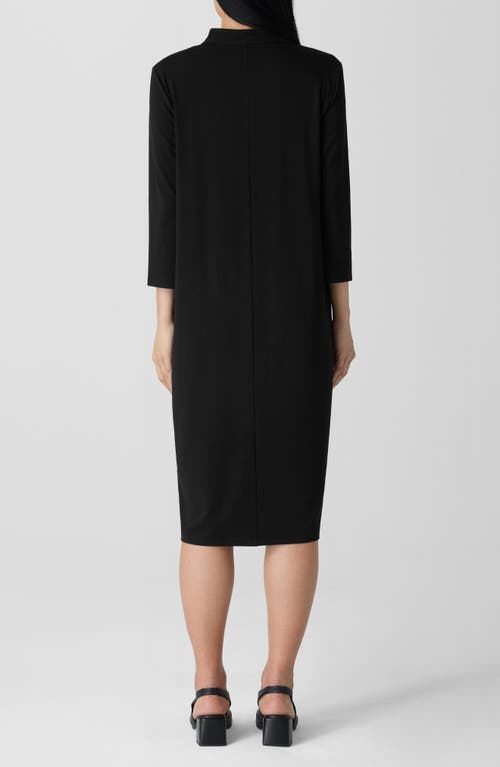 Eileen Fisher Petite 3/4-sleeve Stretch Jersey Shift Dress In Black