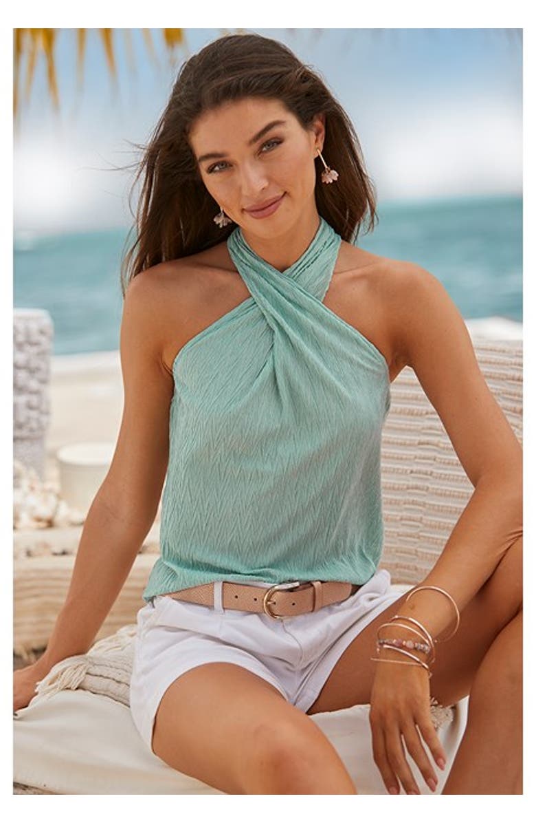 LASCANA Women's Crossover Halter Top, Alternate, color, Mint