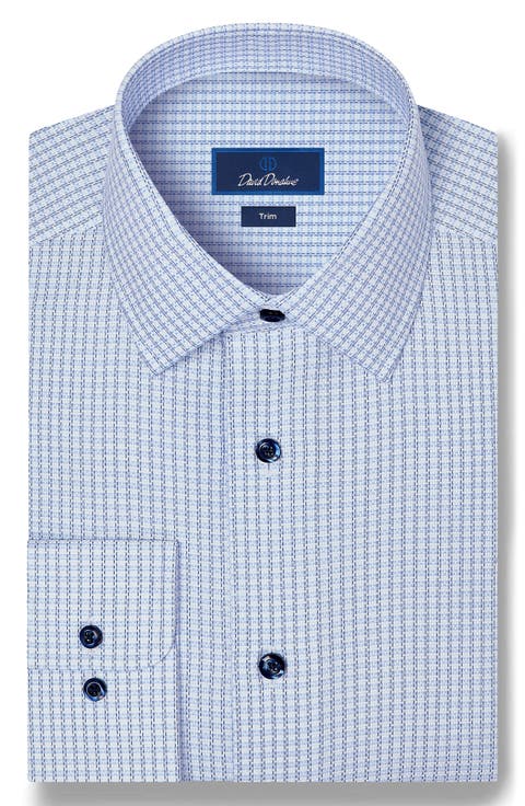 Trim Fit Textured Check Dress Shirt