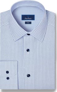 David Donahue Trim Fit Textured Check Dress Shirt