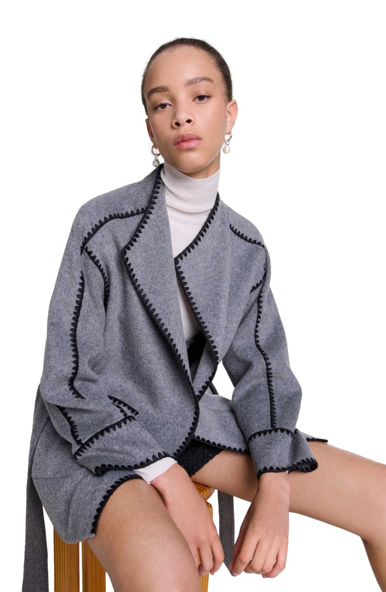 maje Double-faced coat, Alternate, color, 