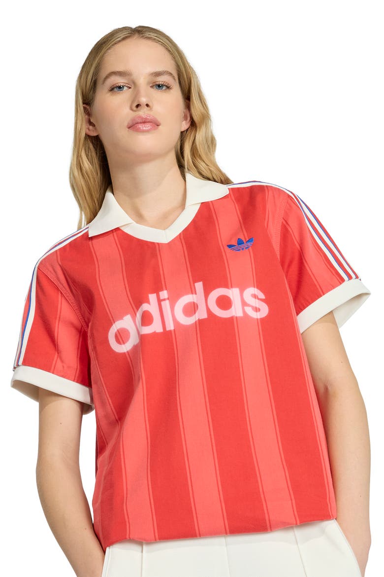 Striped Logo Cotton Jersey T-Shirt, Alternate, color, SEMI LUCID RED