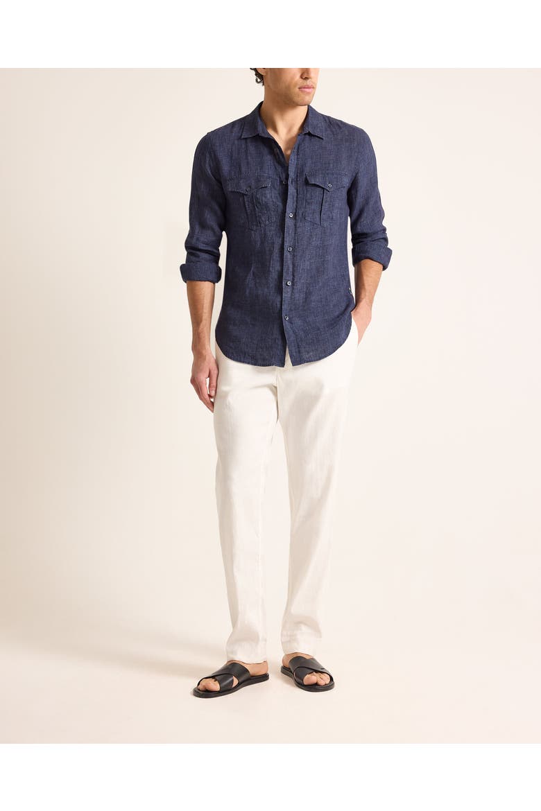 Colburn Lino Tailored Fit Linen Shirt with Chest Pockets, Main, color, NIGHT IRIS