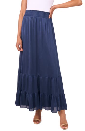 Vince Camuto Tiered Maxi Skirt In Blue