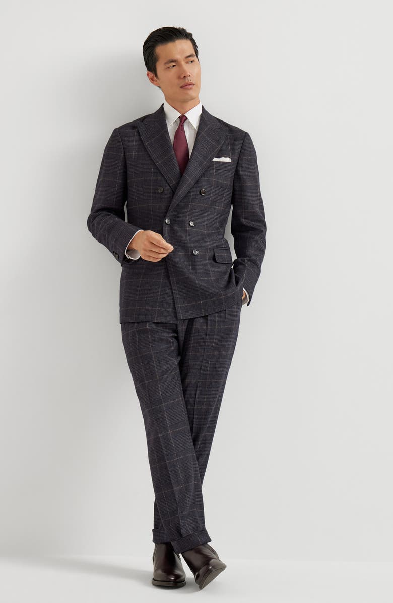 Brunello Cucinelli Prince of Wales trousers, Alternate, color, Anthracite