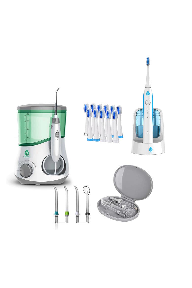 Water Flosser & Sonic Toothbrush with UV Sanitizer, Main, color, White