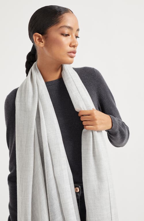 Brunello Cucinelli Cashmere And Silk Scarf In Light Grey