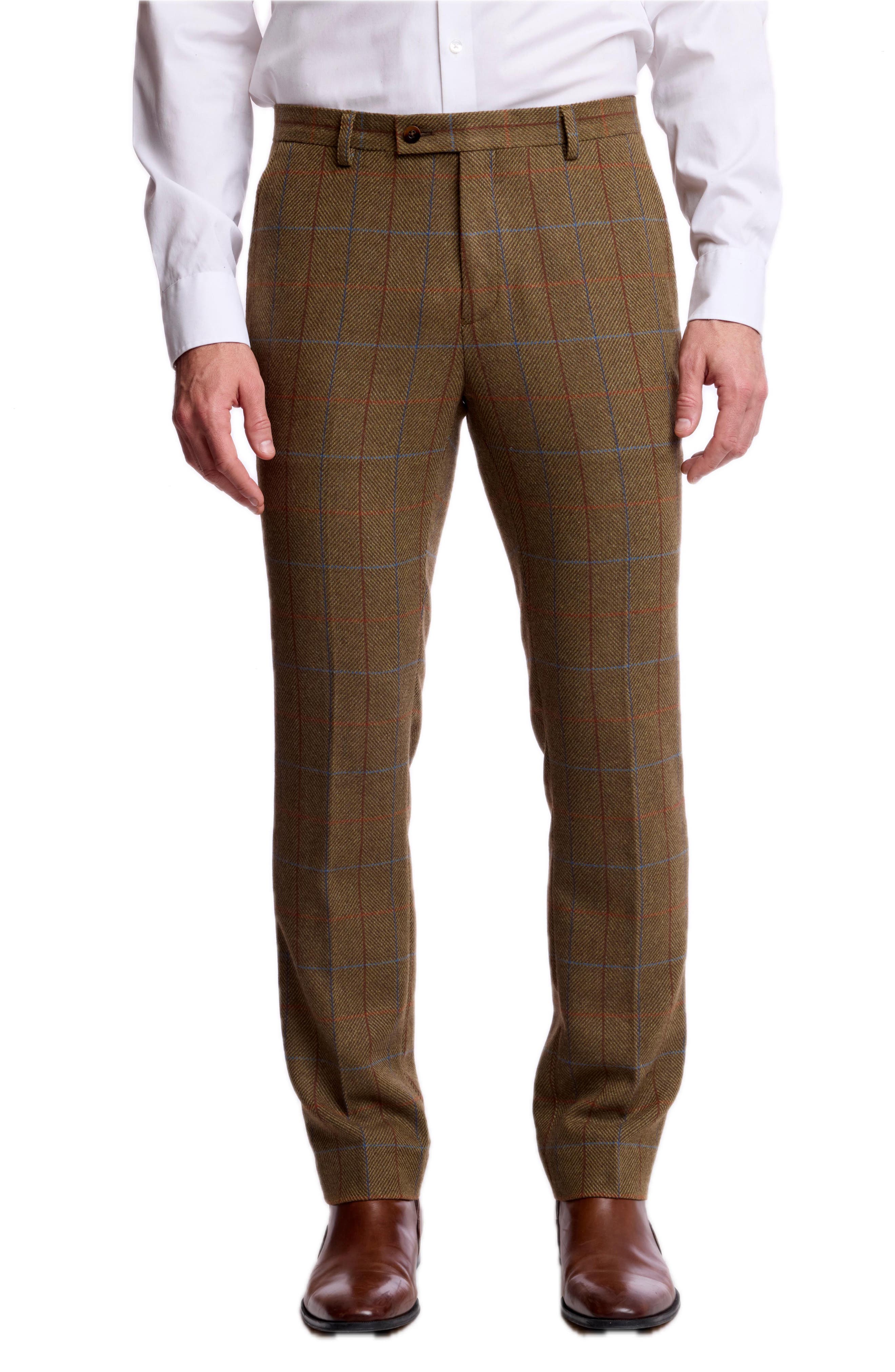 Slim Downing Herringbone Windowpane Pants